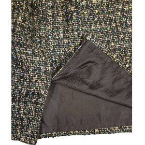 Liz Claiborne Black and Green Tweed Skirt Lined Wool 24W EUC